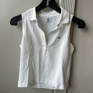 Lacoste Sleeveless White Polo Top – Size 38 (Small)